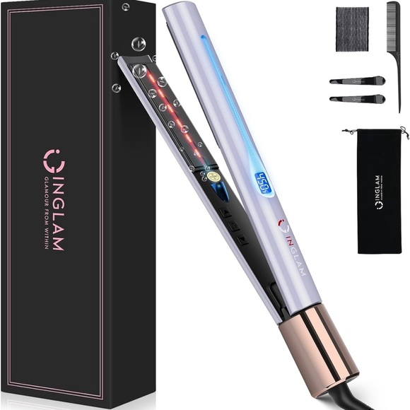 NEW INGLAM Titanium Flat Iron Hair Straightener, Curling Iron 1 Inch - Picture 2 of 2